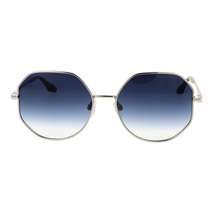 Trussardi Unisex Sunglasses – Silver Metal Frame, Blue Gradient Lenses