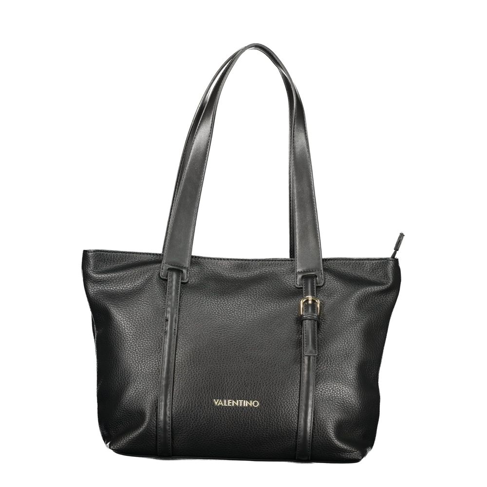 Mario Valentino Nero Leather Shoulder Bag with Elegant Details