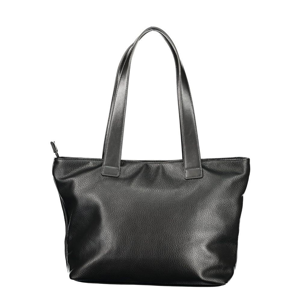 Mario Valentino Nero Leather Shoulder Bag with Elegant Details