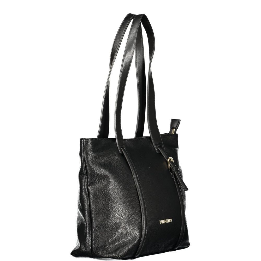 Mario Valentino Nero Leather Shoulder Bag with Elegant Details