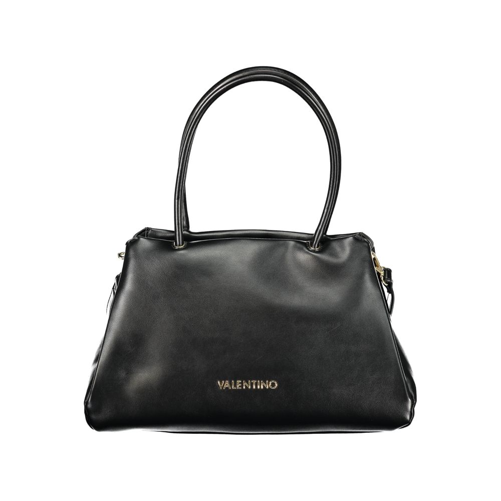 Mario Valentino Black Smooth Leather Bucket Bag with Iconic Logo