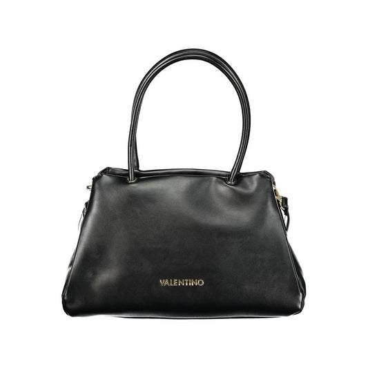 Mario Valentino Black Smooth Leather Bucket Bag with Iconic Logo