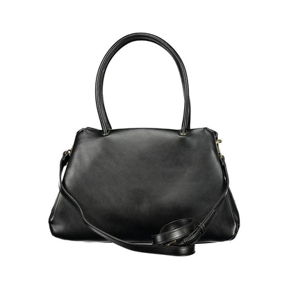 Mario Valentino Black Smooth Leather Bucket Bag with Iconic Logo