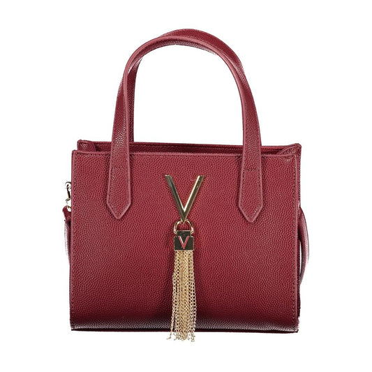 Mario Valentino Rosso Leather-Finish Handbag with Iconic Logo