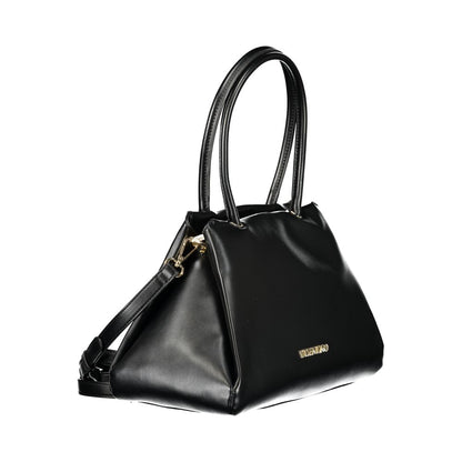 Mario Valentino Black Smooth Leather Bucket Bag with Iconic Logo