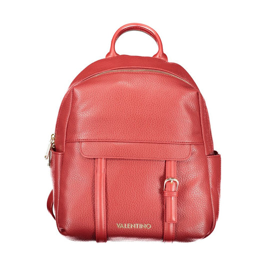 Mario Valentino Rosso Leather-Finish Women Backpack with Iconic Logo