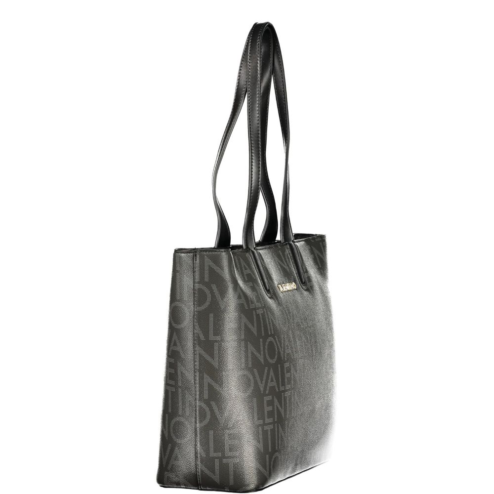 Mario Valentino Nero Leather Handbag with Gold Detailing