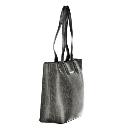 Mario Valentino Nero Leather Handbag with Gold Detailing