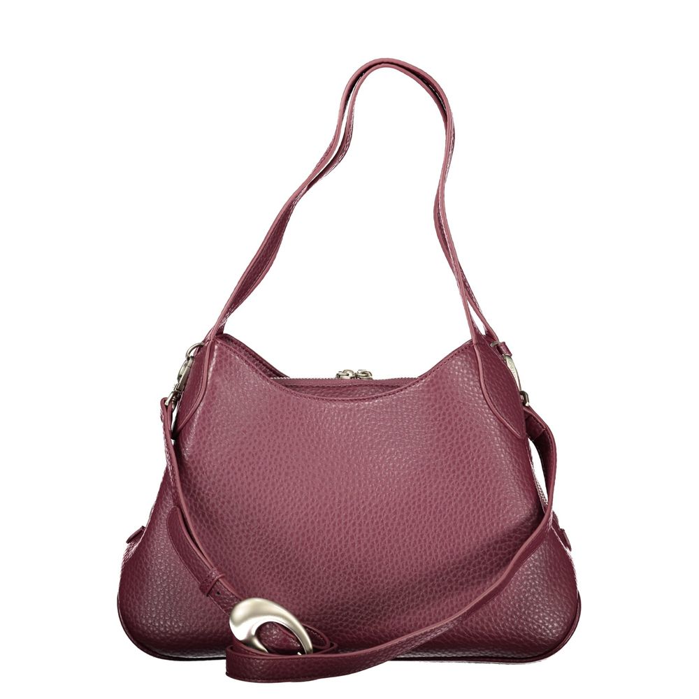 Mario Valentino Rosso Leather-Finish Shoulder Bag with Iconic Logo