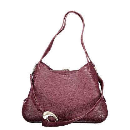 Mario Valentino Rosso Leather-Finish Shoulder Bag with Iconic Logo