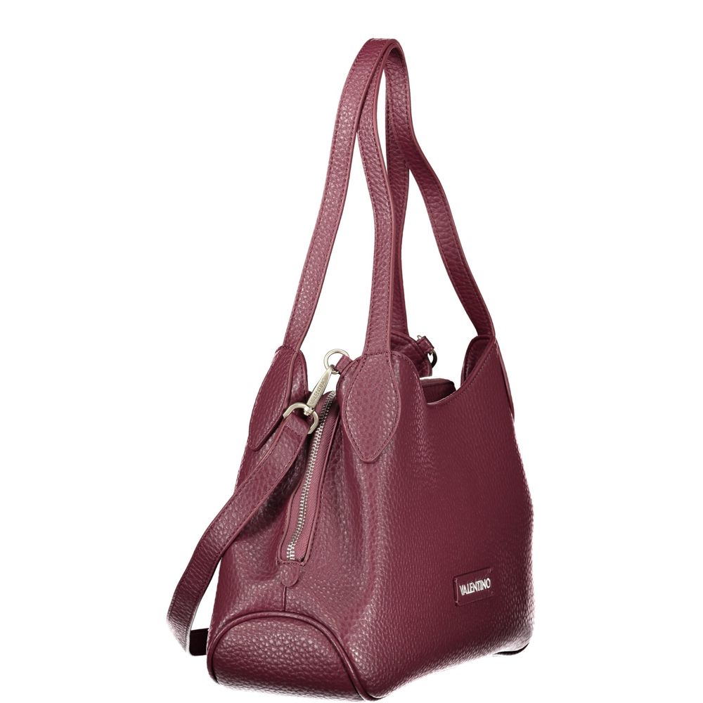 Mario Valentino Rosso Leather-Finish Shoulder Bag with Iconic Logo