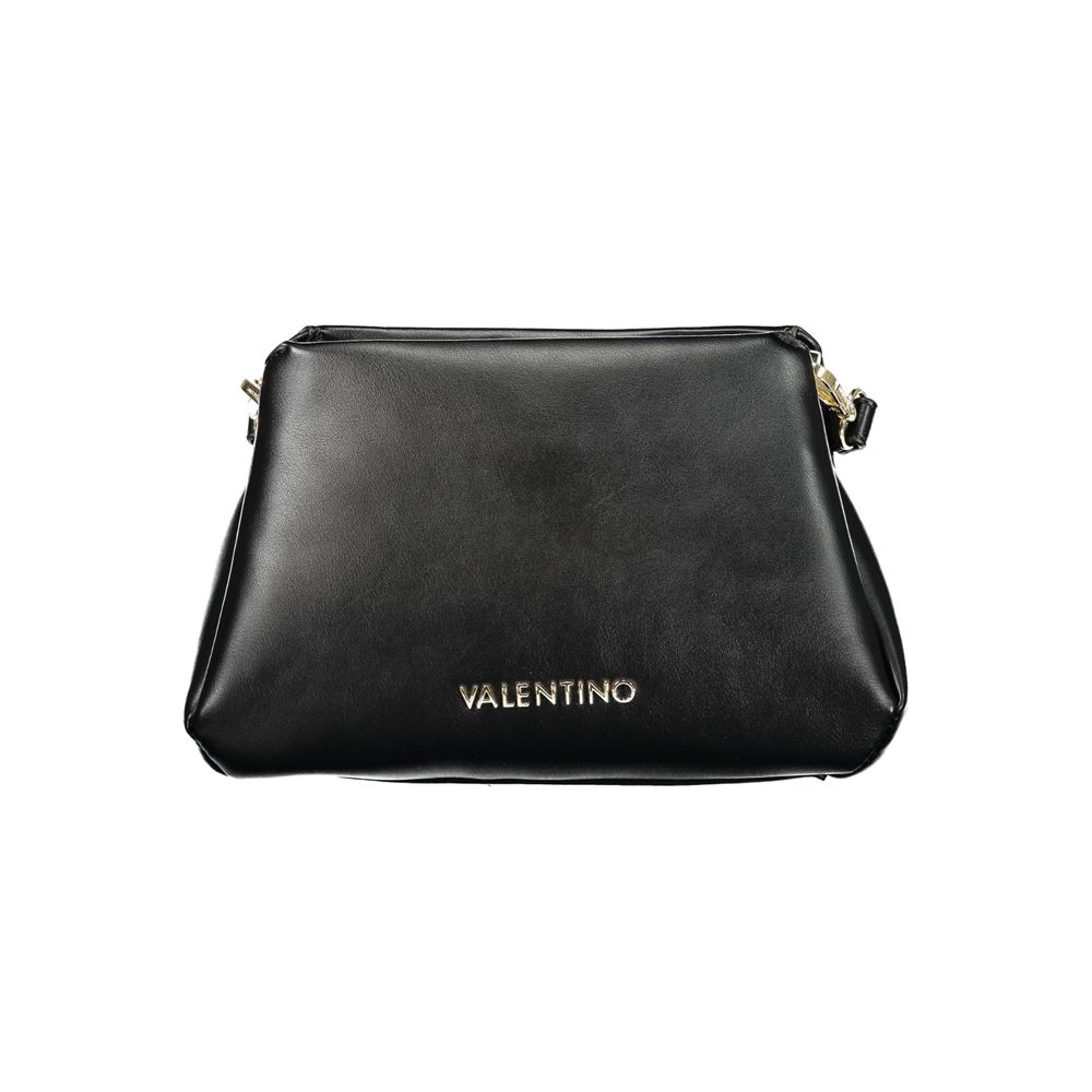 Mario Valentino Black Leather Handbag with Gold Accents