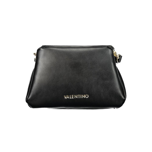Mario Valentino Black Leather Handbag with Gold Accents
