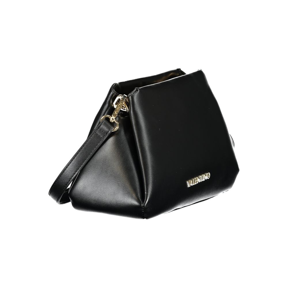 Mario Valentino Black Leather Handbag with Gold Accents
