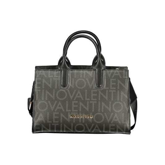 Mario Valentino Black Smooth Leather Handbag with Elegant Accents