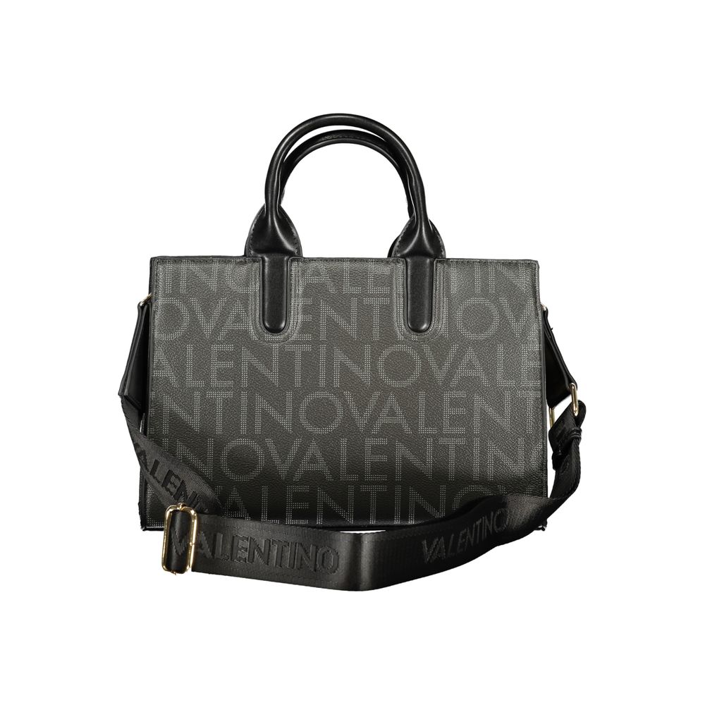 Mario Valentino Black Smooth Leather Handbag with Elegant Accents