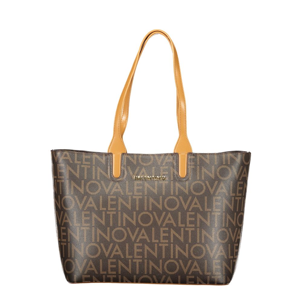 Mario Valentino Marrone Leather-Finish Handbag with Chic Zip Closure