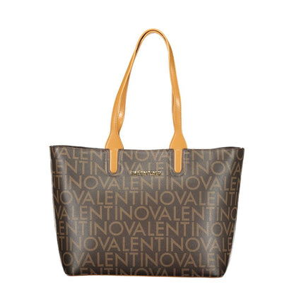 Mario Valentino Marrone Leather-Finish Handbag with Chic Zip Closure