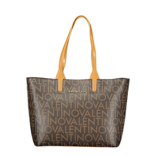 Mario Valentino Marrone Leather-Finish Handbag with Chic Zip Closure