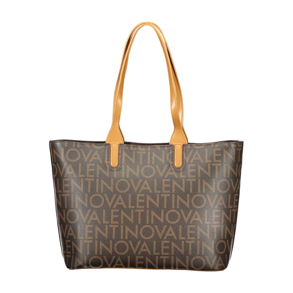 Mario Valentino Marrone Leather-Finish Handbag with Chic Zip Closure