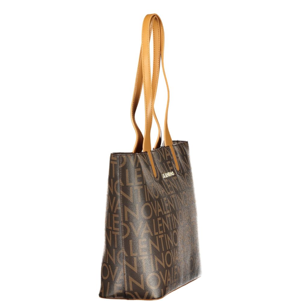 Mario Valentino Marrone Leather-Finish Handbag with Chic Zip Closure