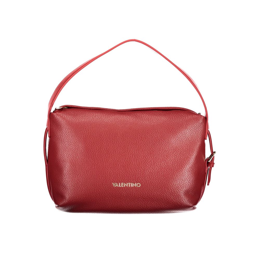 Mario Valentino Black Grained Leather Shoulder Bag with Gold Hardware