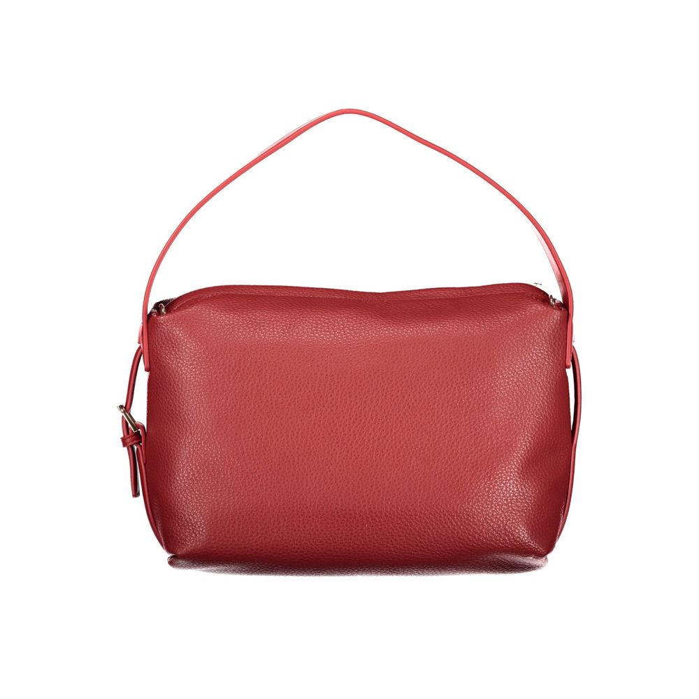 Mario Valentino Black Grained Leather Shoulder Bag with Gold Hardware