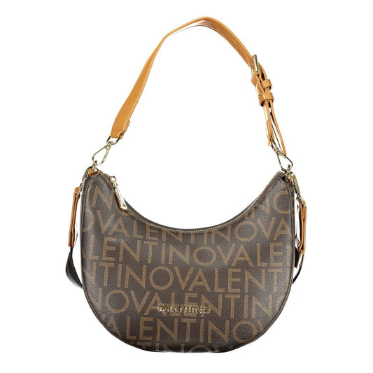 Mario Valentino Marrone Leather-Finish Handbag with Gold Hardware