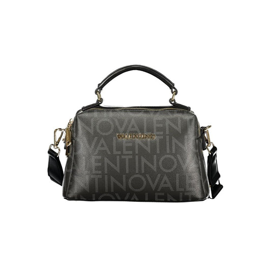 Mario Valentino Nero Leather Finish Handbag with Gold Accents