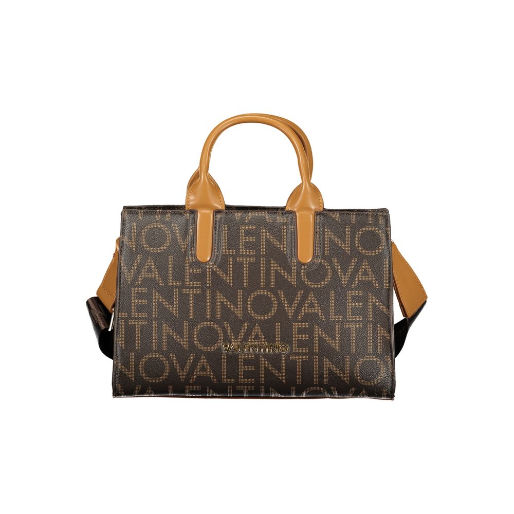Mario Valentino Marrone Leather-Finish Handbag with Detachable Strap