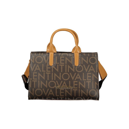 Mario Valentino Marrone Leather-Finish Handbag with Detachable Strap
