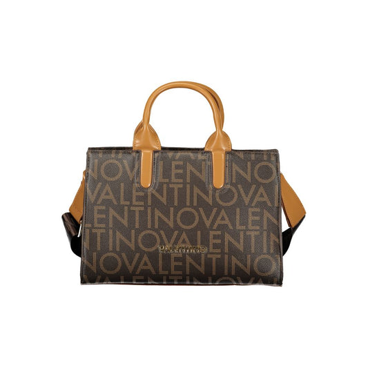 Mario Valentino Marrone Leather-Finish Handbag with Detachable Strap
