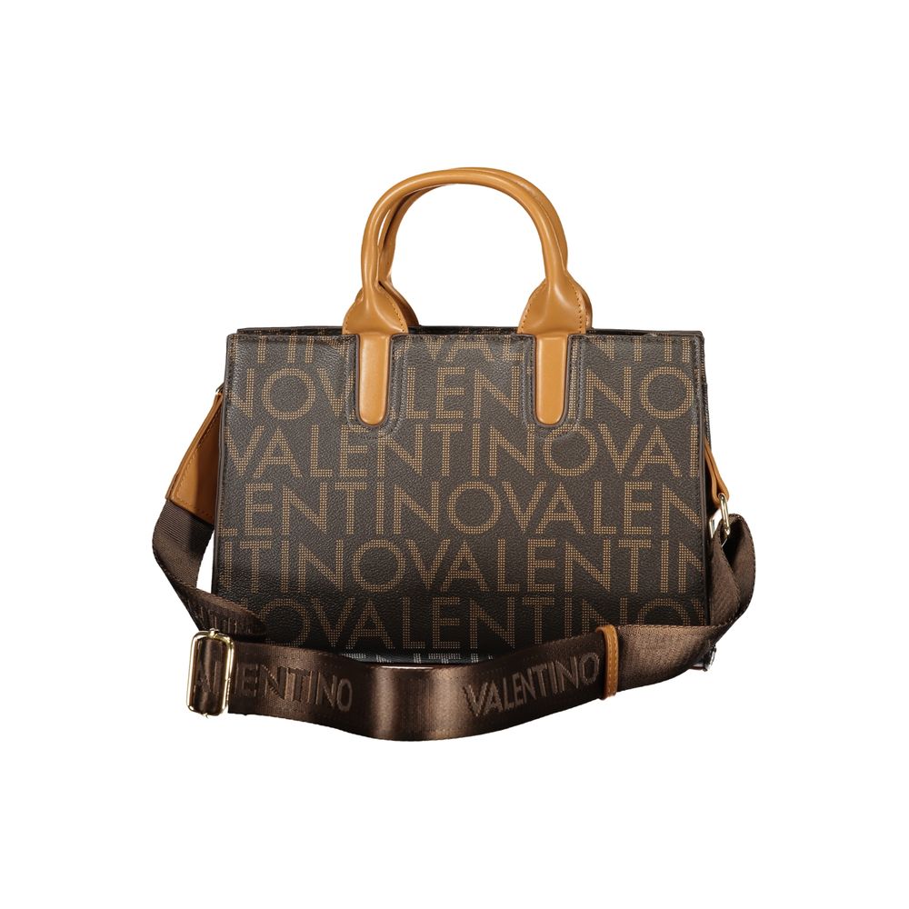 Mario Valentino Marrone Leather-Finish Handbag with Detachable Strap