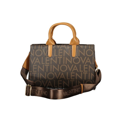 Mario Valentino Marrone Leather-Finish Handbag with Detachable Strap