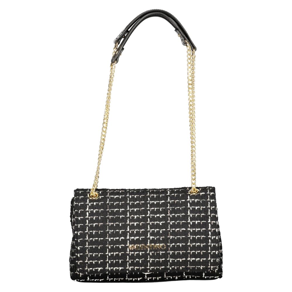Mario Valentino Nero Smooth Leather Shoulder Bag with Gold Detailing