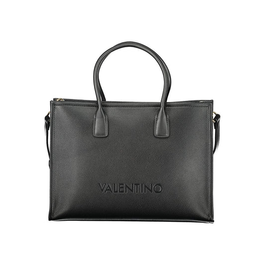 Mario Valentino Black Leather Women's Handbag with Iconic Logo