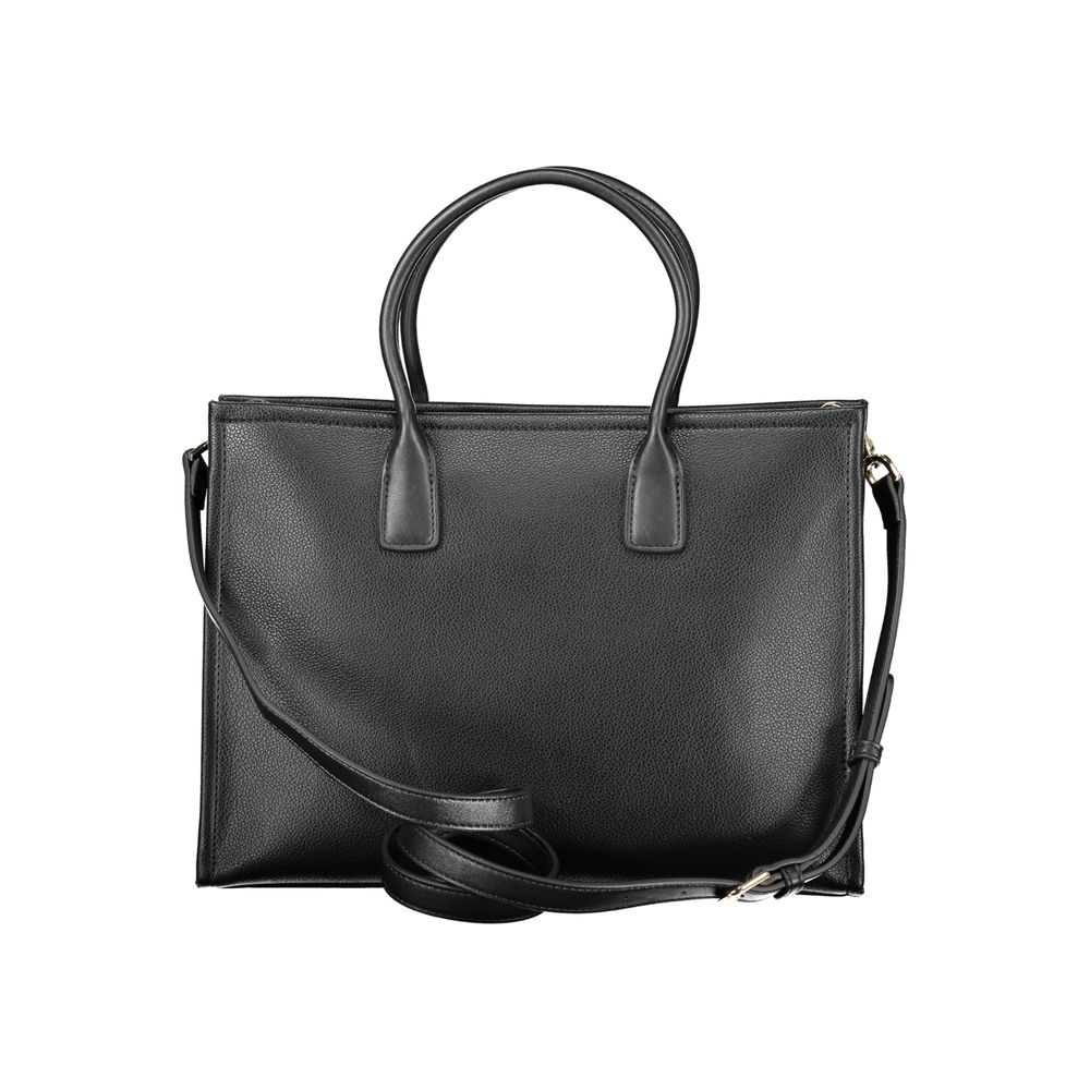 Mario Valentino Black Leather Women's Handbag with Iconic Logo