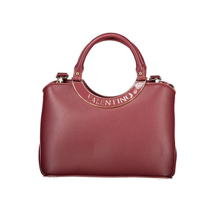 Mario Valentino Rosso Leather-Finish Handbag with Adjustable Strap