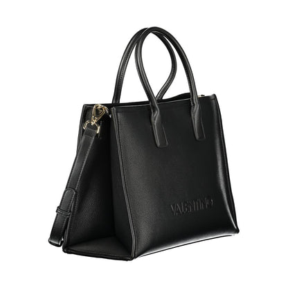 Mario Valentino Black Leather Women's Handbag with Iconic Logo