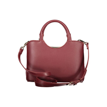 Mario Valentino Rosso Leather-Finish Handbag with Adjustable Strap