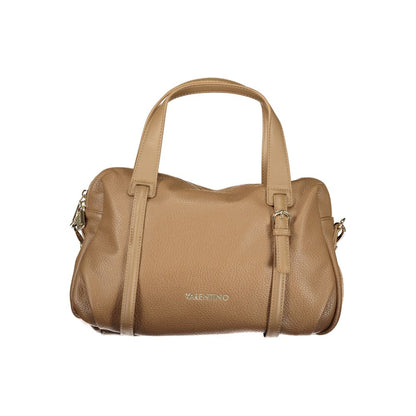 Mario Valentino Black Smooth Leather Handbag with Elegant Gold Accents