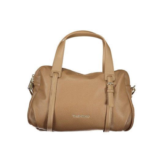 Mario Valentino Black Smooth Leather Handbag with Elegant Gold Accents