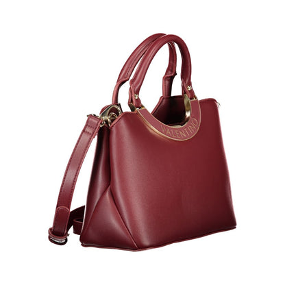 Mario Valentino Rosso Leather-Finish Handbag with Adjustable Strap