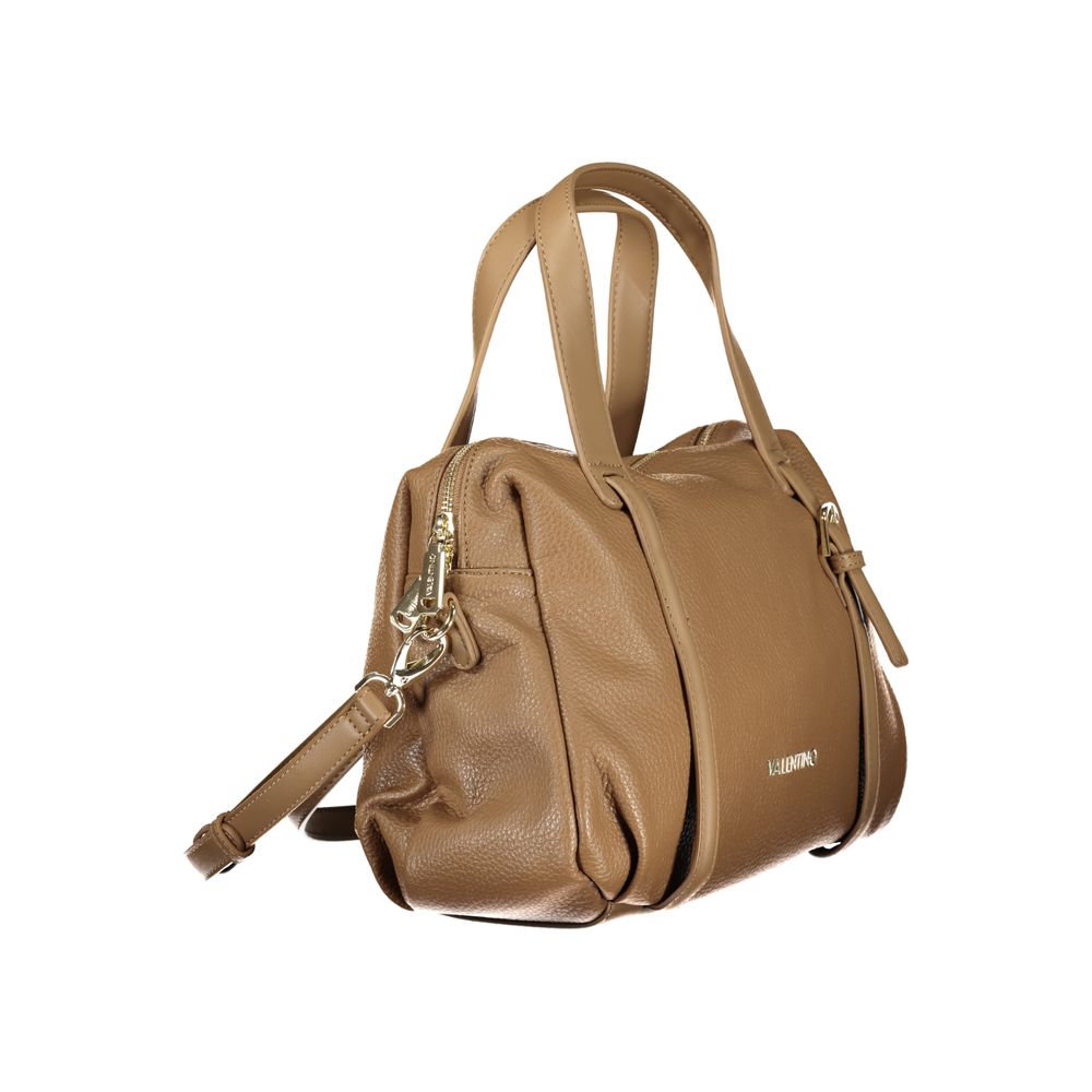 Mario Valentino Black Smooth Leather Handbag with Elegant Gold Accents