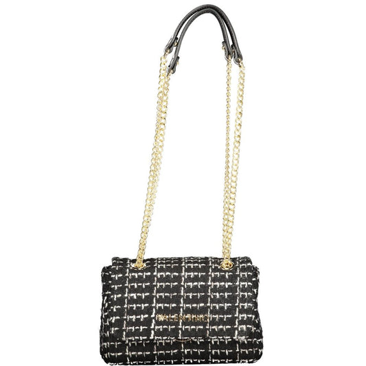 Mario Valentino Black Smooth Leather Handbag with Chain Strap