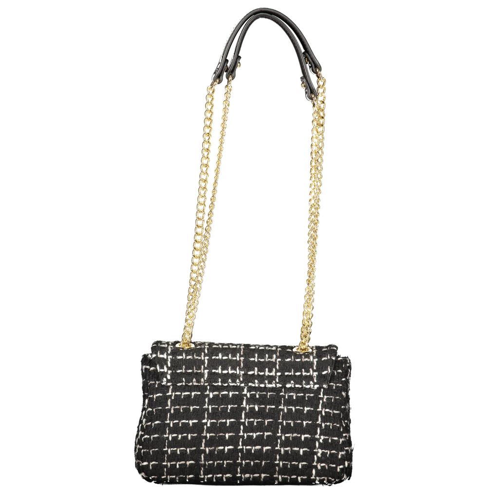 Mario Valentino Black Smooth Leather Handbag with Chain Strap