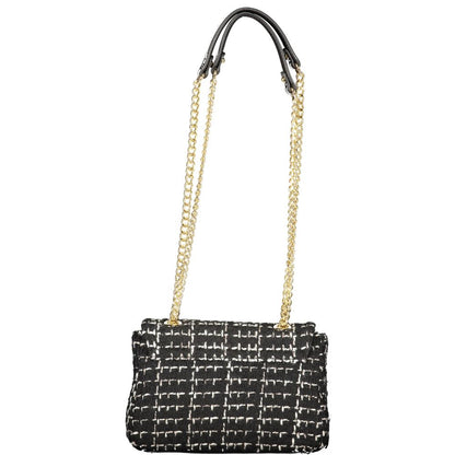 Mario Valentino Black Smooth Leather Handbag with Chain Strap