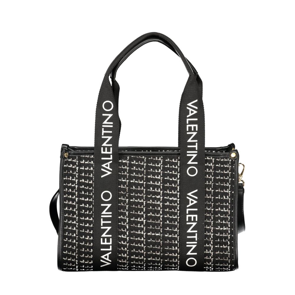 Mario Valentino Nero Smooth Leather Handbag with Iconic Logo