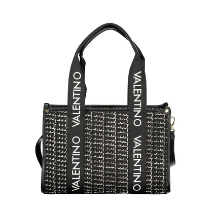 Mario Valentino Nero Smooth Leather Handbag with Iconic Logo