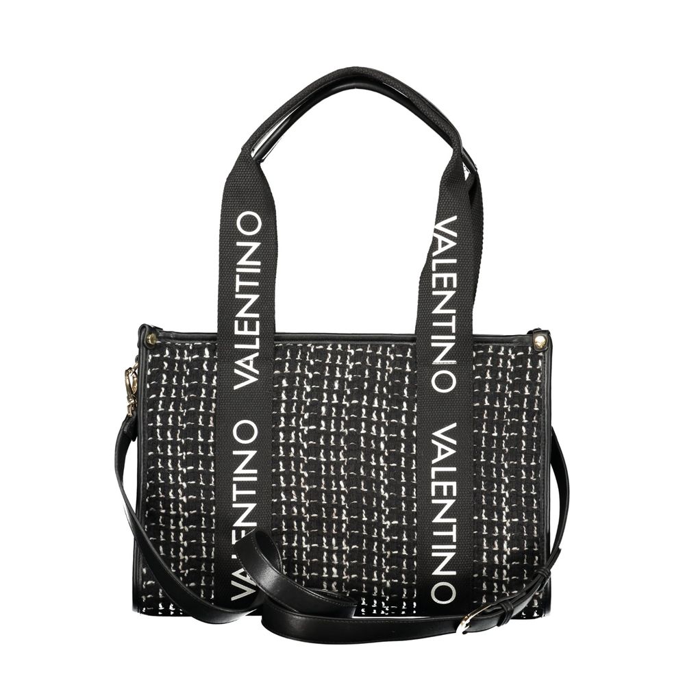 Mario Valentino Nero Smooth Leather Handbag with Iconic Logo